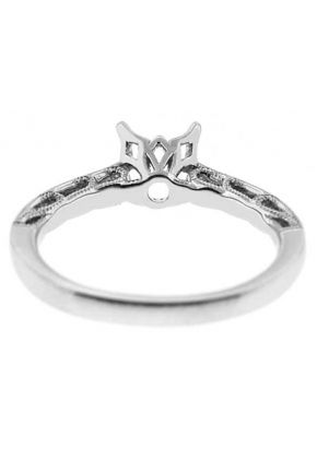 Single Row, Scroll Design Sides Semi Mount Engagement Ring