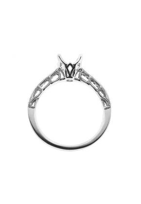 Single Row, Scroll Design Sides Semi Mount Engagement Ring