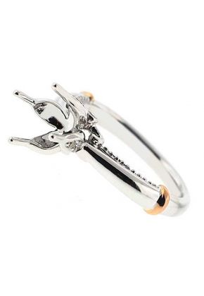 Solitaire Look with Rose Gold Accents and Side Design Semi Mount Engagement Ring