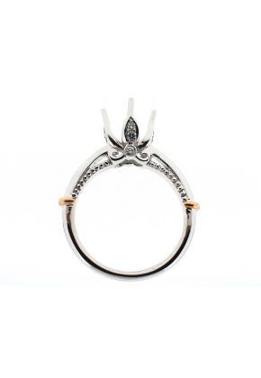 Solitaire Look with Rose Gold Accents and Side Design Semi Mount Engagement Ring