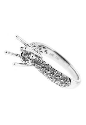 Graduating Pave Set Diamond Semi Mount Engagement Ring
