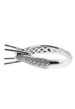 Graduating Pave Set Diamond Semi Mount Engagement Ring