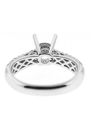 Graduating Pave Set Diamond Semi Mount Engagement Ring