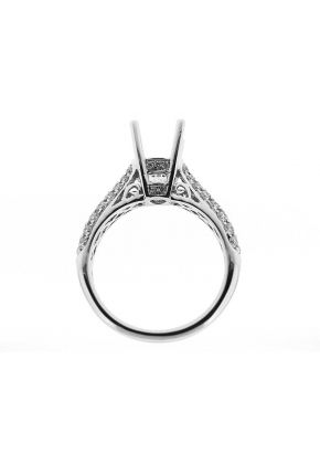 Graduating Pave Set Diamond Semi Mount Engagement Ring