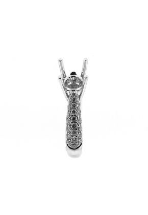 Graduating Pave Set Diamond Semi Mount Engagement Ring