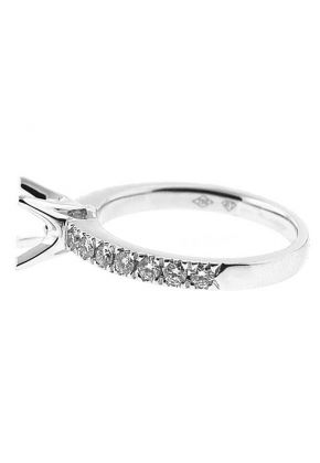 Single Row Diamond Semi Mount Engagement Ring in 18k White Gold