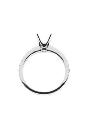 Single Row Diamond Semi Mount Engagement Ring in 18k White Gold