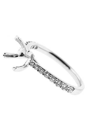 Graduating Thin Diamond Semi Mount Engagement Ring in 18k White Gold