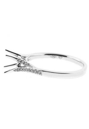 Very Thin Single to Double Row Twist Diamond Semi Mount Engagement Ring in 18k White Gold