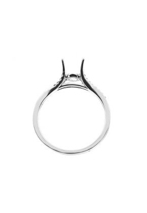 Very Thin Single to Double Row Twist Diamond Semi Mount Engagement Ring in 18k White Gold