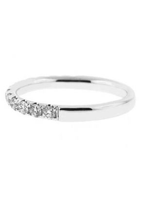 Single Row Micro-Prong Set Band with Round Diamonds in 18k White Gold (Stackable)