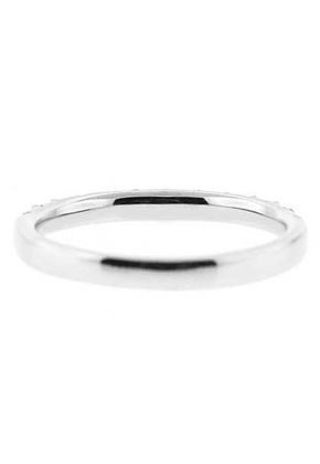 Single Row Micro-Prong Set Band with Round Diamonds in 18k White Gold (Stackable)