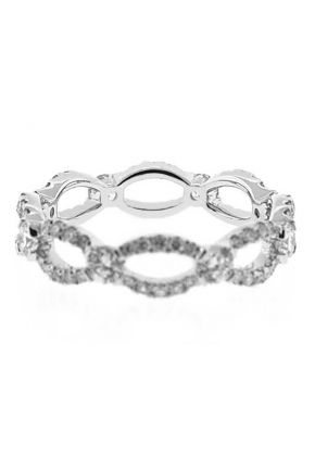 Eternity Band with Infinity Oval Split Design of Round Diamonds Set in 18k White Gold