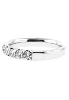Single Row Band with Micro Prong Set Round Diamonds in 18k White Gold (Stackable)