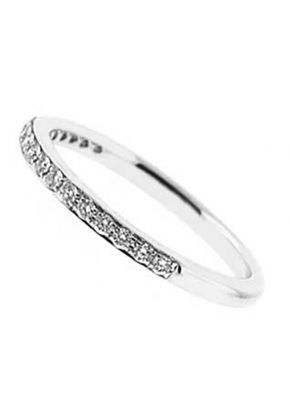Preset Single Row Band with Round Diamonds Set in 18k White Gold
