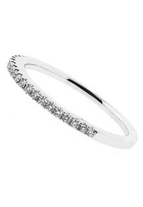 Single Row Thin Band with Round Diamonds Set in 18k White Gold (Stackable)