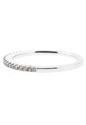 Single Row Thin Band with Round Diamonds Set in 18k White Gold (Stackable)