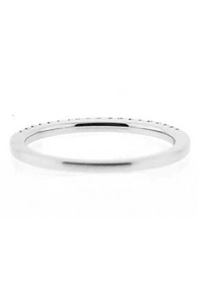 Single Row Thin Band with Round Diamonds Set in 18k White Gold (Stackable)