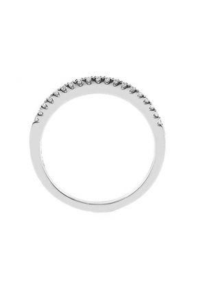 Single Row Thin Band with Round Diamonds Set in 18k White Gold (Stackable)
