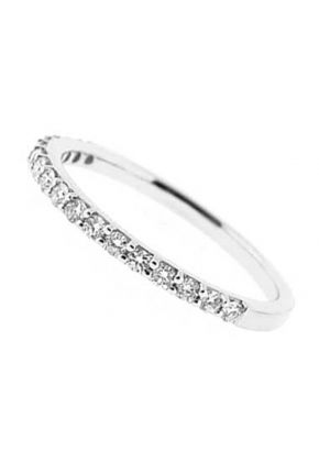 Single Row Prong Set Band with Round Diamonds in 18k White Gold (Stackable)
