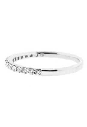 Single Row Prong Set Band with Round Diamonds in 18k White Gold (Stackable)