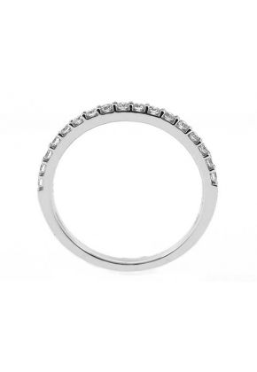 Single Row Prong Set Band with Round Diamonds in 18k White Gold (Stackable)