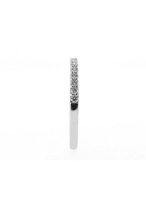 Single Row Prong Set Band with Round Diamonds in 18k White Gold (Stackable)