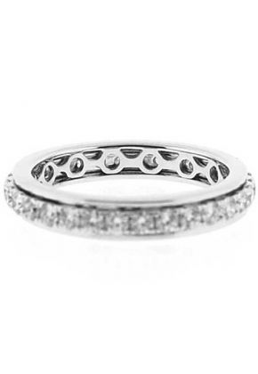 Eternity Spinner Wedding Band with Round Diamonds Set in 18k White Gold (Stackable)