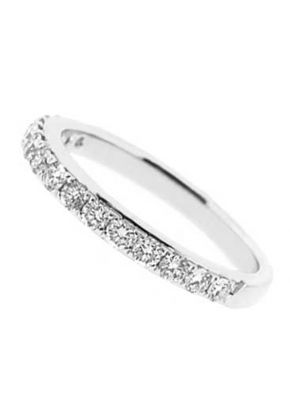 Single Row Micro-Prong Set Band with Round Diamonds in 18k White Gold (Stackable)