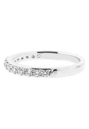 Single Row Micro-Prong Set Band with Round Diamonds in 18k White Gold (Stackable)