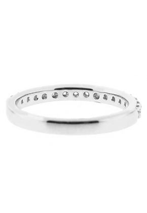 Single Row Micro-Prong Set Band with Round Diamonds in 18k White Gold (Stackable)