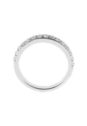Single Row Micro-Prong Set Band with Round Diamonds in 18k White Gold (Stackable)