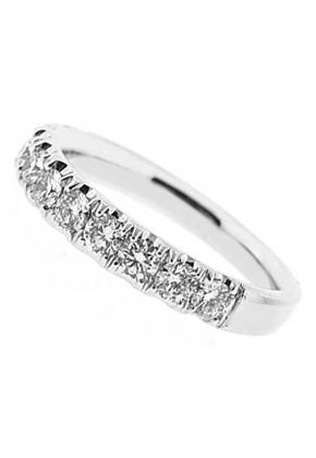 Single Row Micro-Prong Set Band with Round Diamonds in 18k White Gold (Stackable)