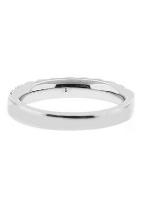 Single Row Micro-Prong Set Band with Round Diamonds in 18k White Gold (Stackable)