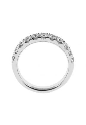 Single Row Micro-Prong Set Band with Round Diamonds in 18k White Gold (Stackable)