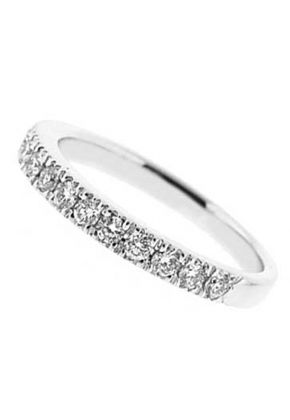 Single Row Micro-Prong Set Band with Round Diamonds in 18k White Gold (Stackable)