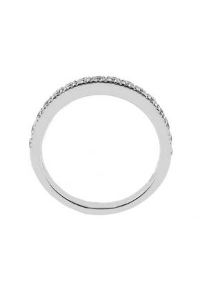 Single Row Micro-Prong Set Band with Round Diamonds in 18k White Gold (Stackable)
