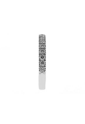 Single Row Micro-Prong Set Band with Round Diamonds in 18k White Gold (Stackable)