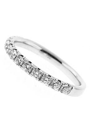 Single Row Micro-Prong Set Band with Round Diamonds in 18k White Gold (Stackable)