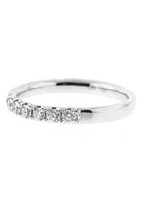 Single Row Micro-Prong Set Band with Round Diamonds in 18k White Gold (Stackable)