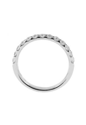 Single Row Micro-Prong Set Band with Round Diamonds in 18k White Gold (Stackable)