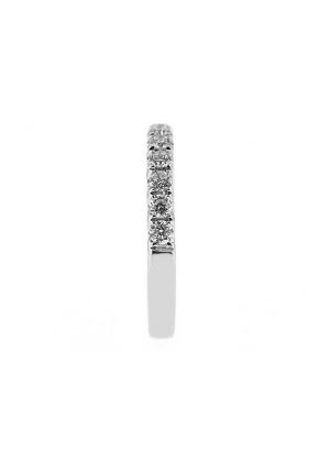 Single Row Micro-Prong Set Band with Round Diamonds in 18k White Gold (Stackable)