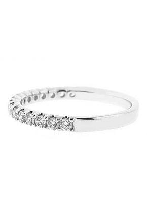 Micro Prong Set Single Row Band with Round Diamonds in 18k White Gold (Stackable)