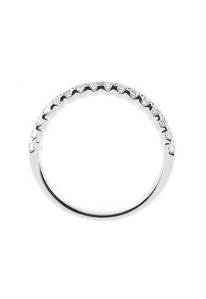 Micro Prong Set Single Row Band with Round Diamonds in 18k White Gold (Stackable)