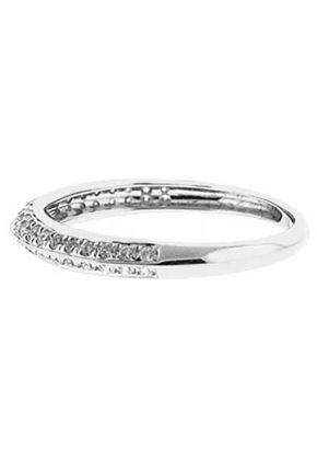 Knife Edge Band with Micro-Pav?? Set Round Diamonds in 18k White Gold