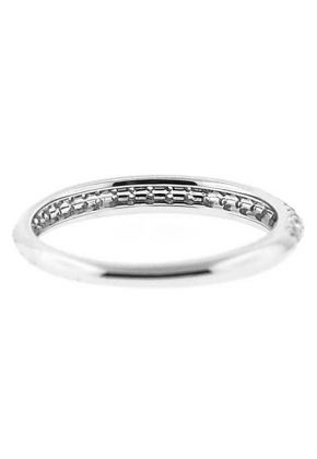 Knife Edge Band with Micro-Pav?? Set Round Diamonds in 18k White Gold