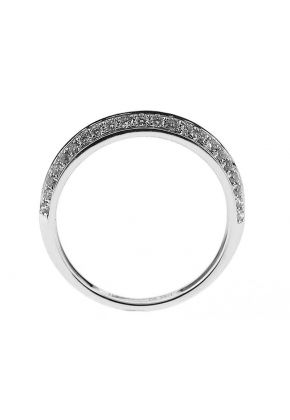 Knife Edge Band with Micro-Pav?? Set Round Diamonds in 18k White Gold