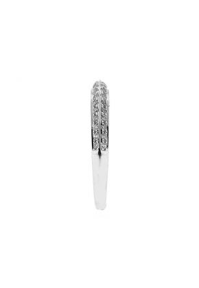 Knife Edge Band with Micro-Pav?? Set Round Diamonds in 18k White Gold