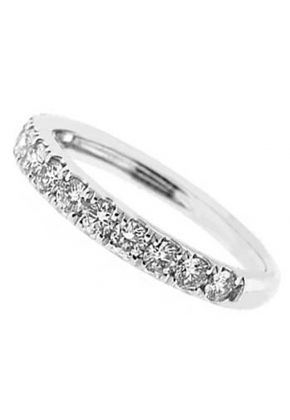 Single Row Micro-Prong Set Band with Round Diamonds in 18k White Gold (Stackable)
