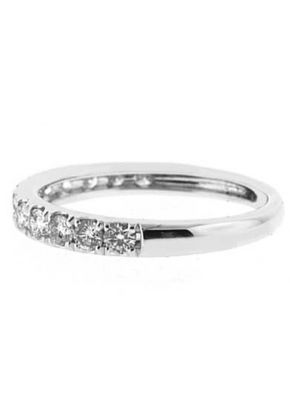 Single Row Micro-Prong Set Band with Round Diamonds in 18k White Gold (Stackable)